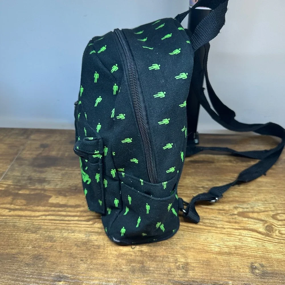 Billie Eilish Blohsh Mini Backpack Black Green Canvas Small Daypack Bag FLAW